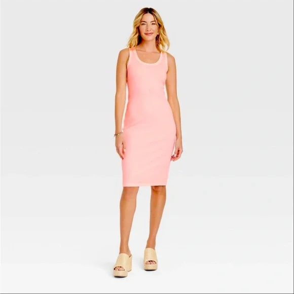a new day | Dresses | Nwt Sz Xs Womens Rib Knit Side Ruched Dress A New Day  In Pink | Poshmark